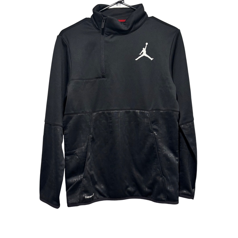 Jordan Therma-Fit Quarter Zip Pullover Boys Large Black Jumpman Fleece
